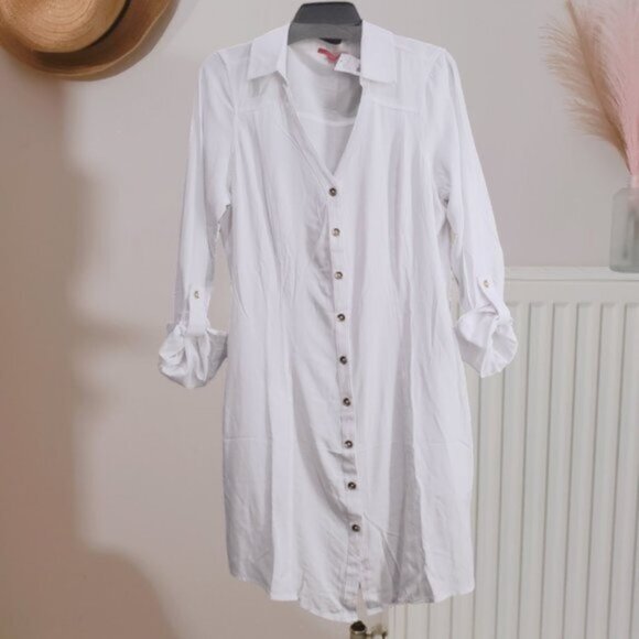 NWT GUESS Los Angeles Challis Shirt Dress - Picture 1 of 16